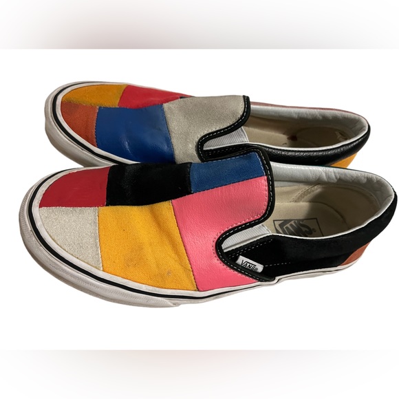 Vans Men’s Size 8 checkers canvas leather patchwork colors - Picture 2 of 7